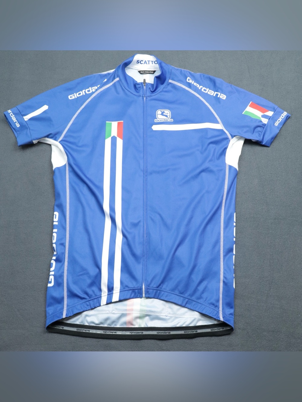 Giordana Scatto Cycling Jersey Blue Italy Men's Size XL Short Sleeve Full Zip